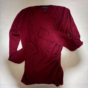 Long Tall Sally Cranberry Red Faux-Wrap Sweater, Sz S